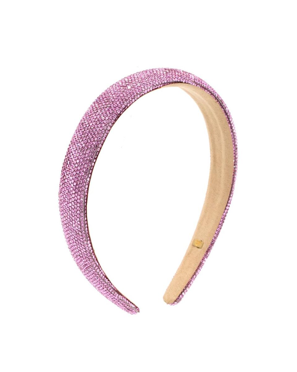 Bari Lynn Thin Fully Crystallized Headband- Pink