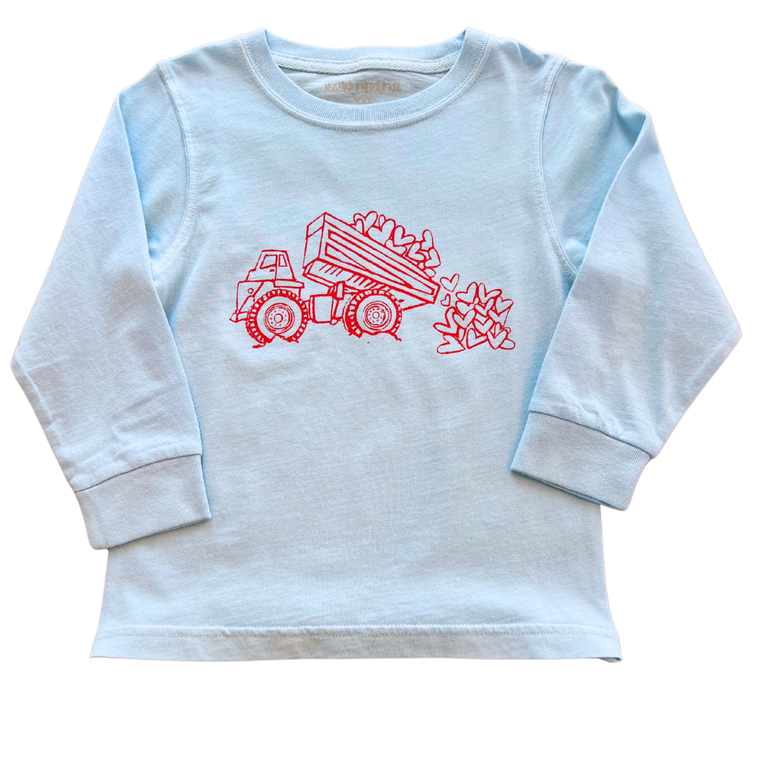 Mustard & Ketchup Light Blue Valentine Dump Truck T-Shirt