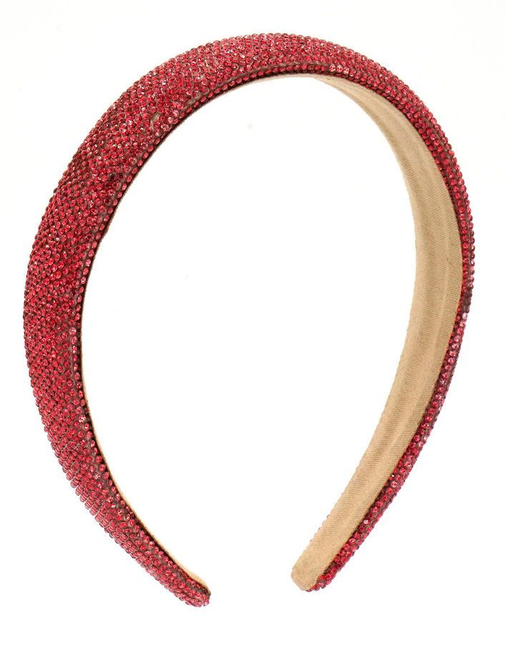 Bari Lynn Thin Fully Crystallized Headband- Red