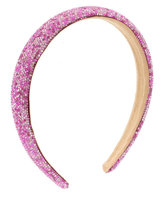 Thin Fully Crystallized Headband- Multi Pink