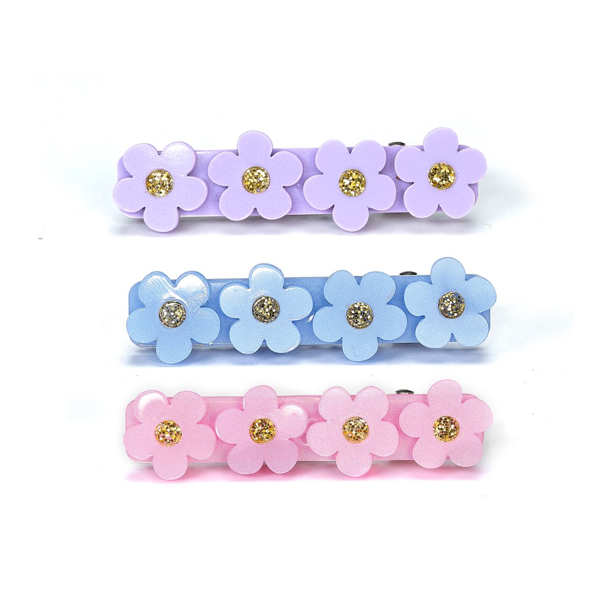 Lilies & Roses Blue, Purple, and Pink Flowers Alligator Clips