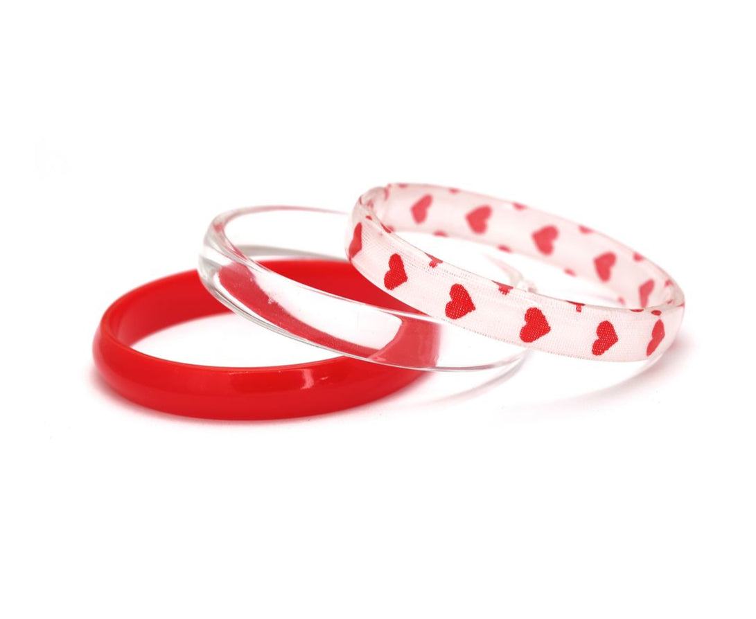 Lilies & Roses Hearts Printed Red and White Bangles