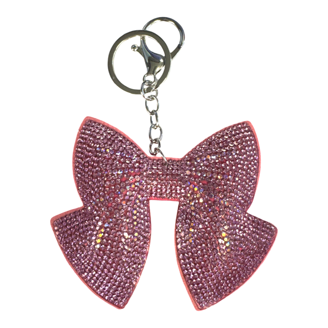 Bari Lynn Fully Crystallized Bow Keychain- Pink