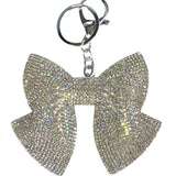 Bari Lynn Fully Crystallized Bow Keychain- Silver