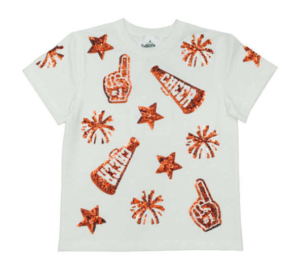 Belle Cher Burnt Orange and White Cheer Shirt- Kid's – Jojo Mommy