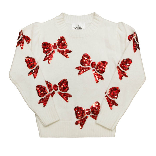 Belle Cher Kids Red Bows Sweater