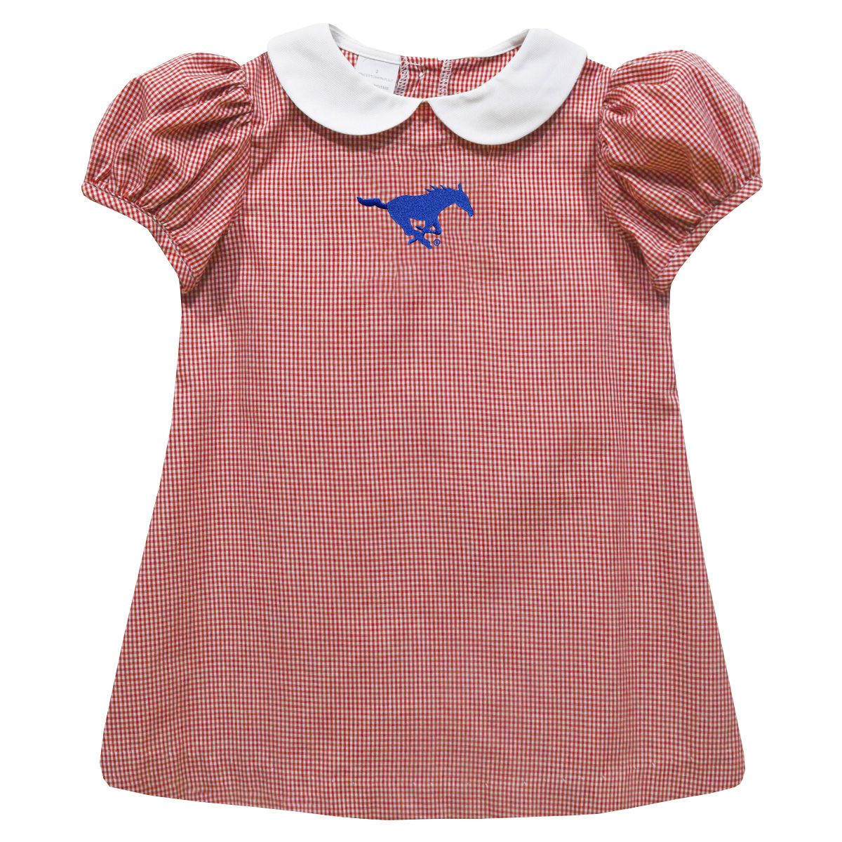 Vive La Fete SMU Mustangs Embroidery Red Gingham A Line Dress