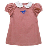 Vive La Fete SMU Mustangs Embroidery Red Gingham A Line Dress