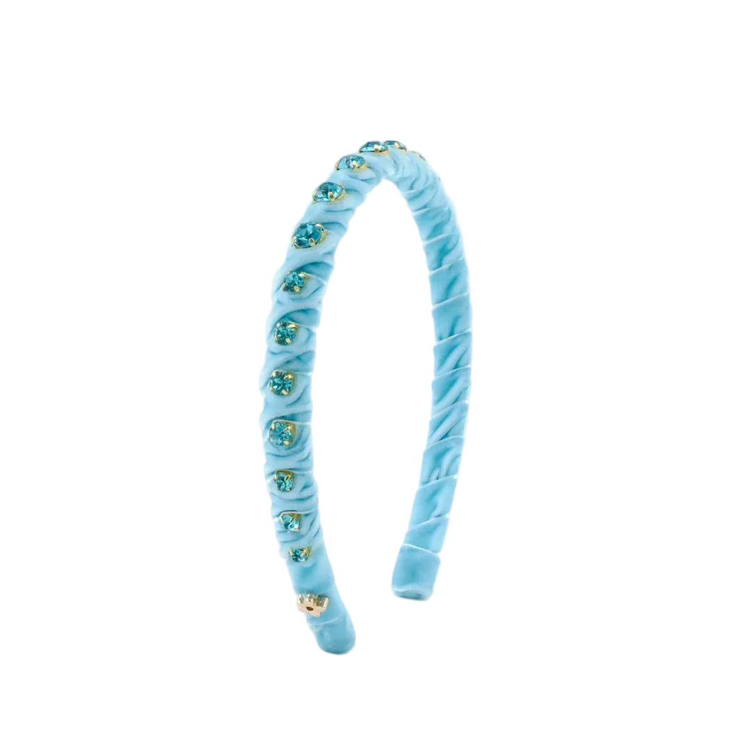 Poppyland Light Blue Velvet Stones Headband
