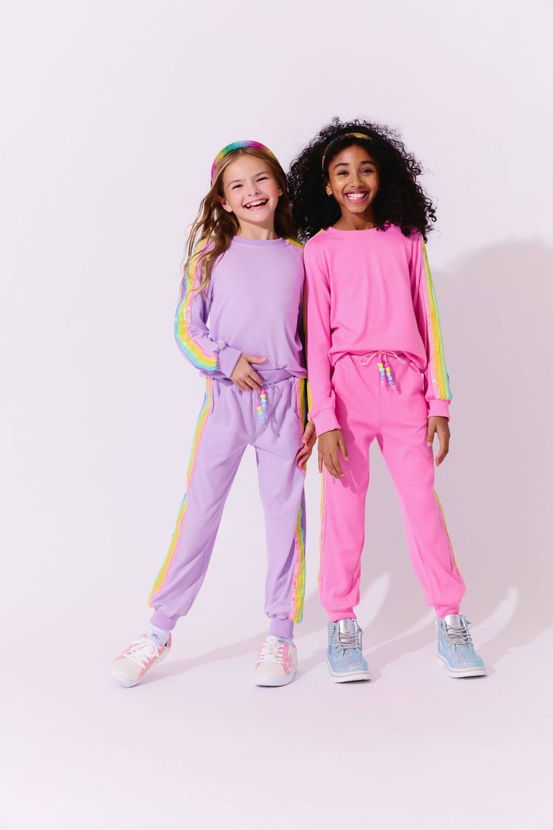 Lola and the Boys Pink Rainbow Sequin Set