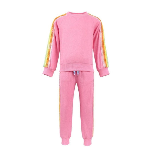 Lola and the Boys Pink Rainbow Sequin Set