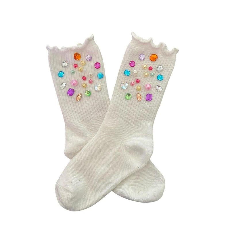 Three Wildflower Designs Multi-Color Gem High Socks 