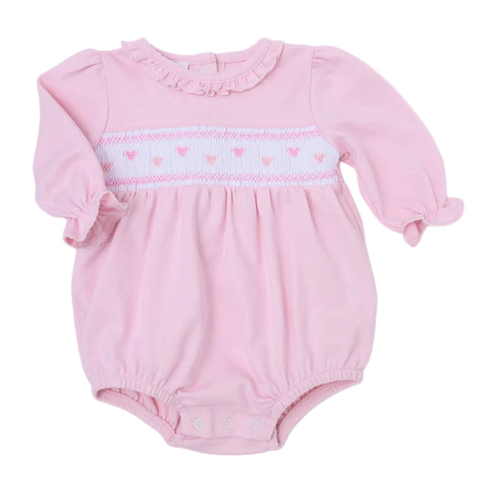 Magnolia Baby Valentine's Classics Smocked Bubble- Pink