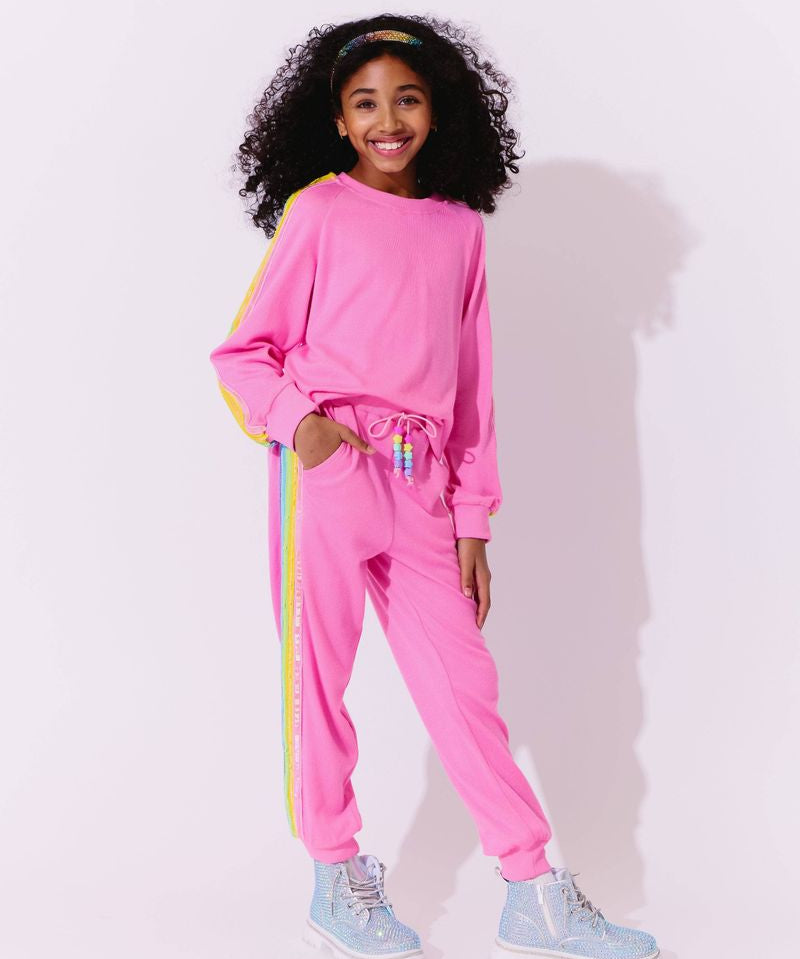 Lola and the Boys Pink Rainbow Sequin Set