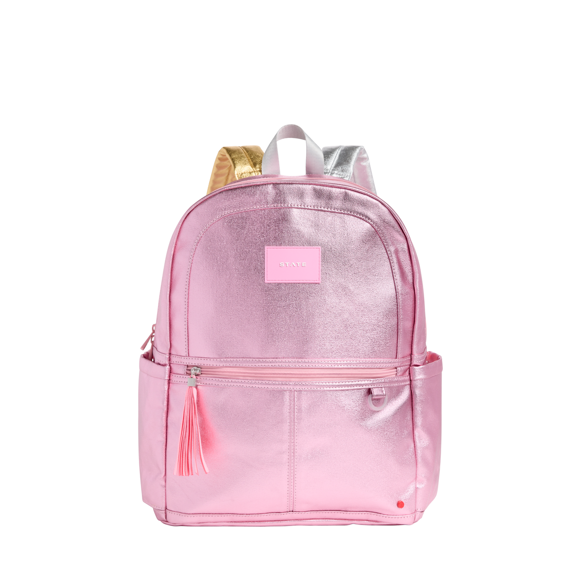 State Kane Double Pocket Backpack- Pink and Silver