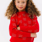 Lola and the Boys Ruby Crystal Bows Sweater