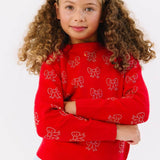 Lola and the Boys Ruby Crystal Bows Sweater