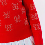 Lola and the Boys Ruby Crystal Bows Sweater