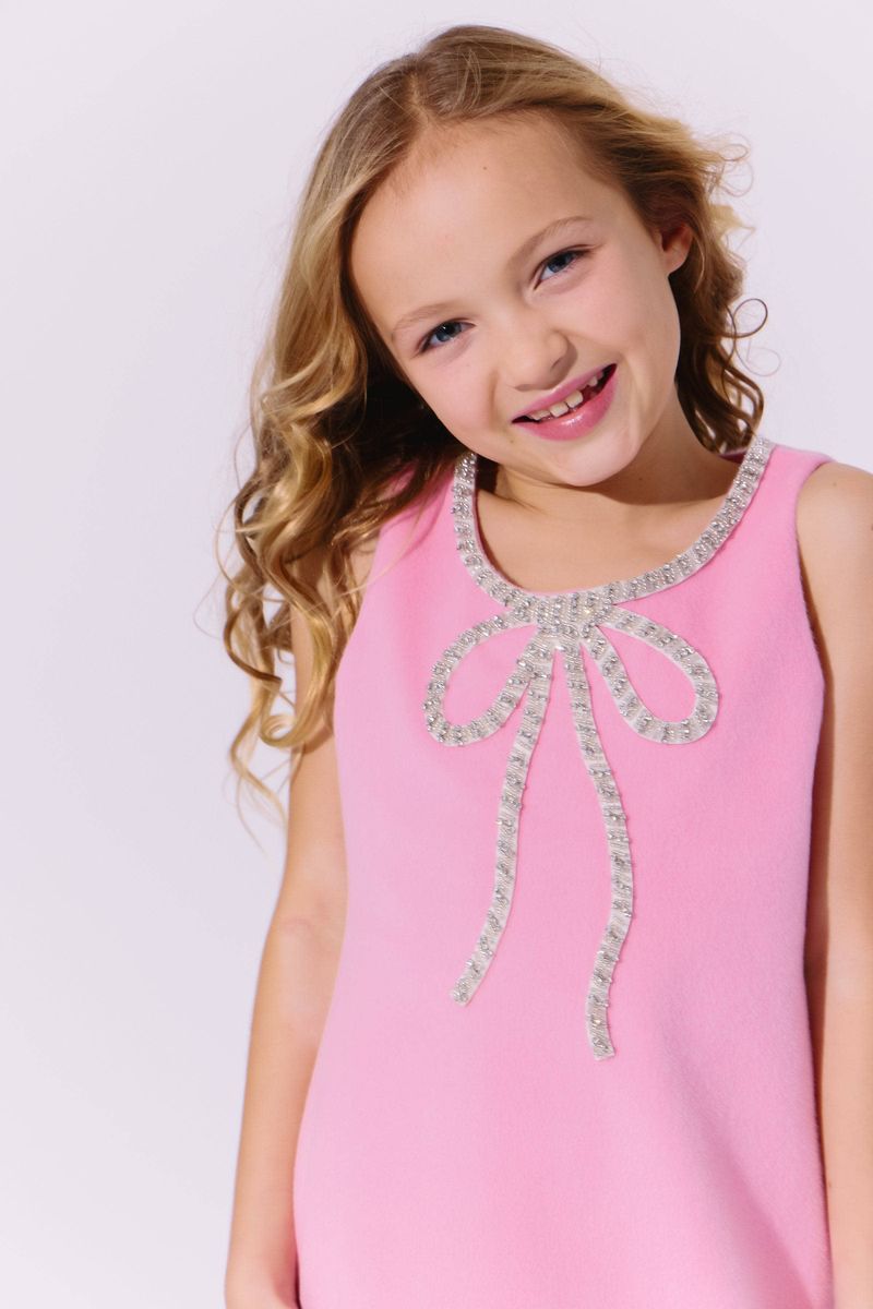 Lola and the Boys Pink Velvet Bow Princess Dress