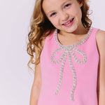 Lola and the Boys Pink Velvet Bow Princess Dress