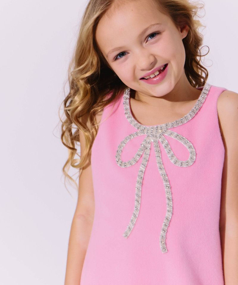 Lola and the Boys Pink Velvet Bow Princess Dress