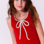 Lola and the Boys Red Velvet Bow Princess Dress