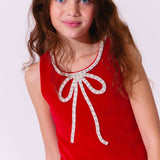 Lola and the Boys Red Velvet Bow Princess Dress