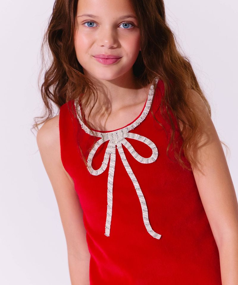 Lola and the Boys Red Velvet Bow Princess Dress