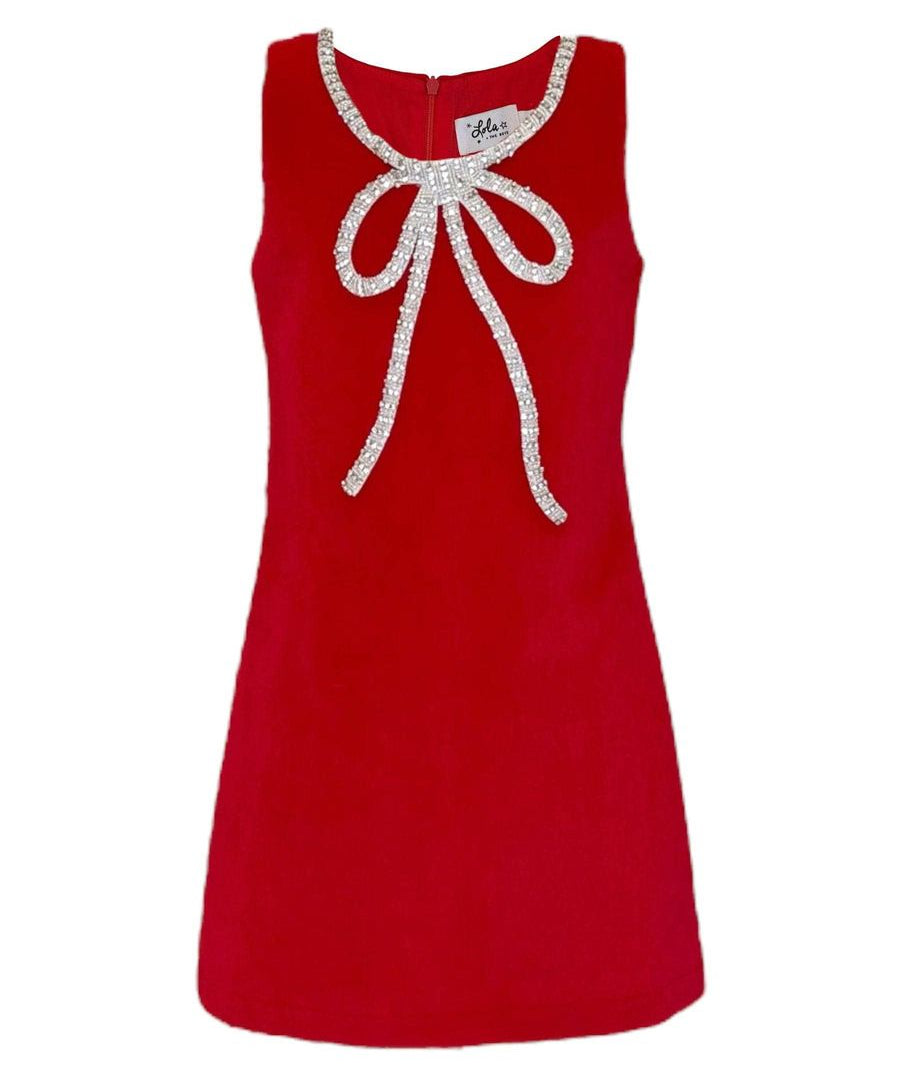 Lola and the Boys Red Velvet Bow Princess Dress