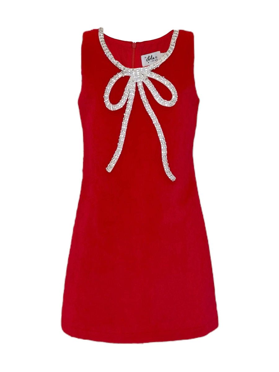 Lola and the Boys Red Velvet Bow Princess Dress