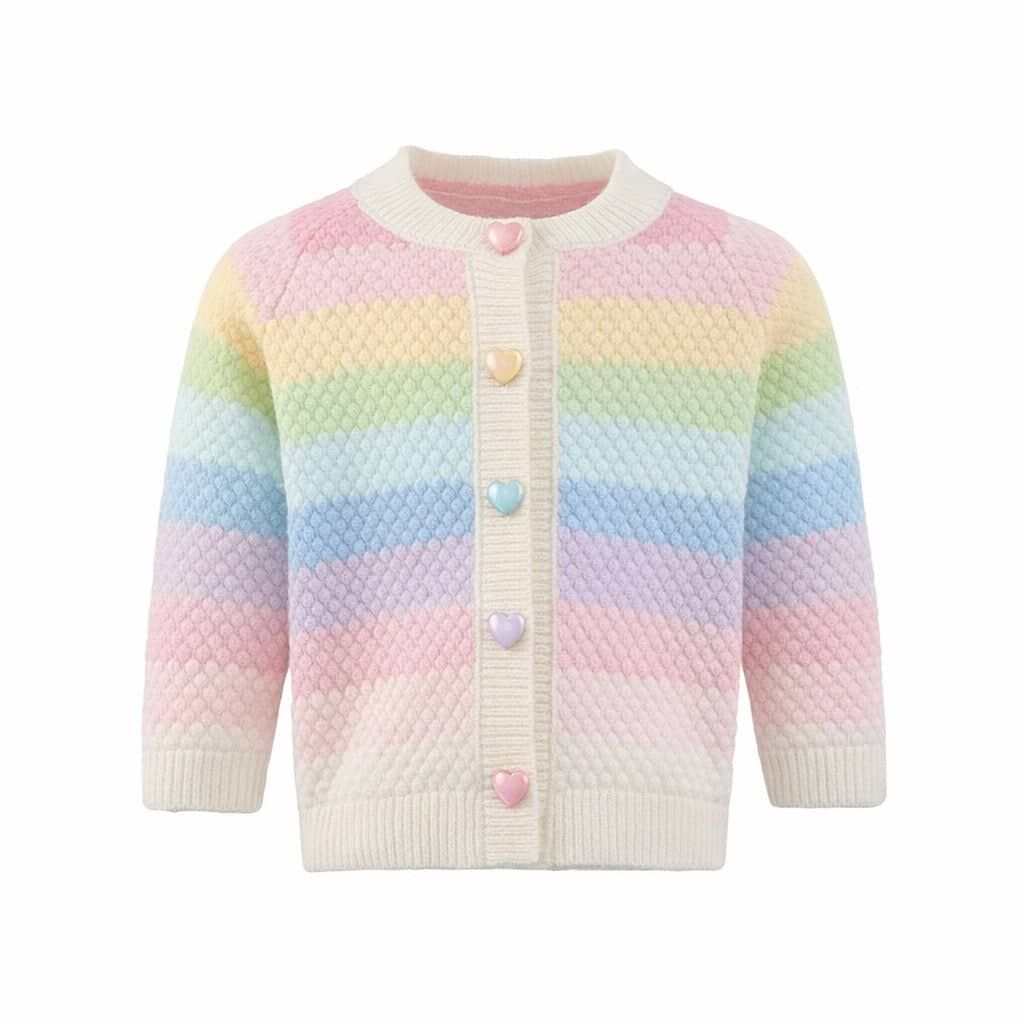 Lola and the Boys Pastel Rainbow Knit Cardigan