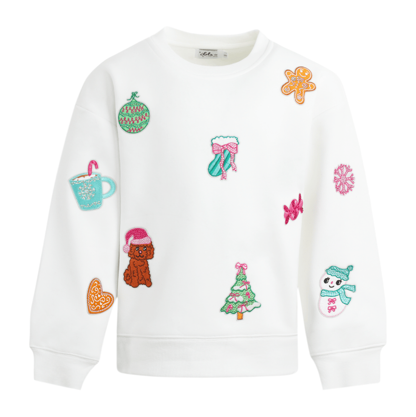 Lola and the Boys Sweet Holiday Patch Sweatshirt