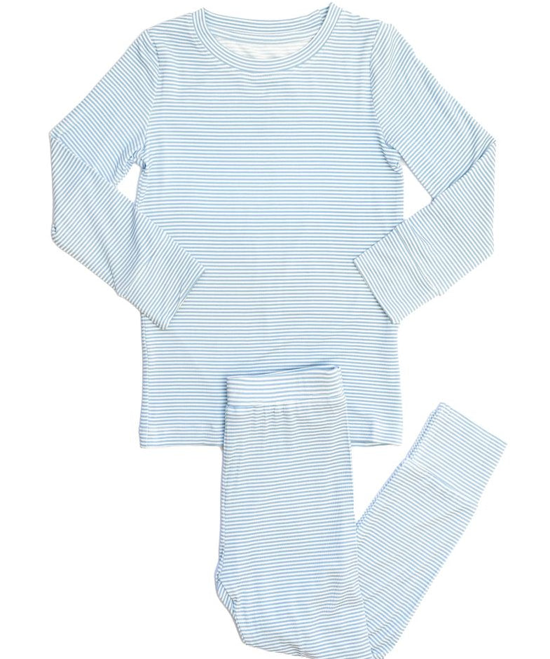 The Uptown Baby Dusty Blue Mini Stripe Pajama Set
