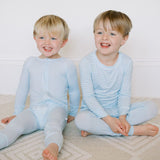 Mini Stripe Sleep Romper- Dusty Blue