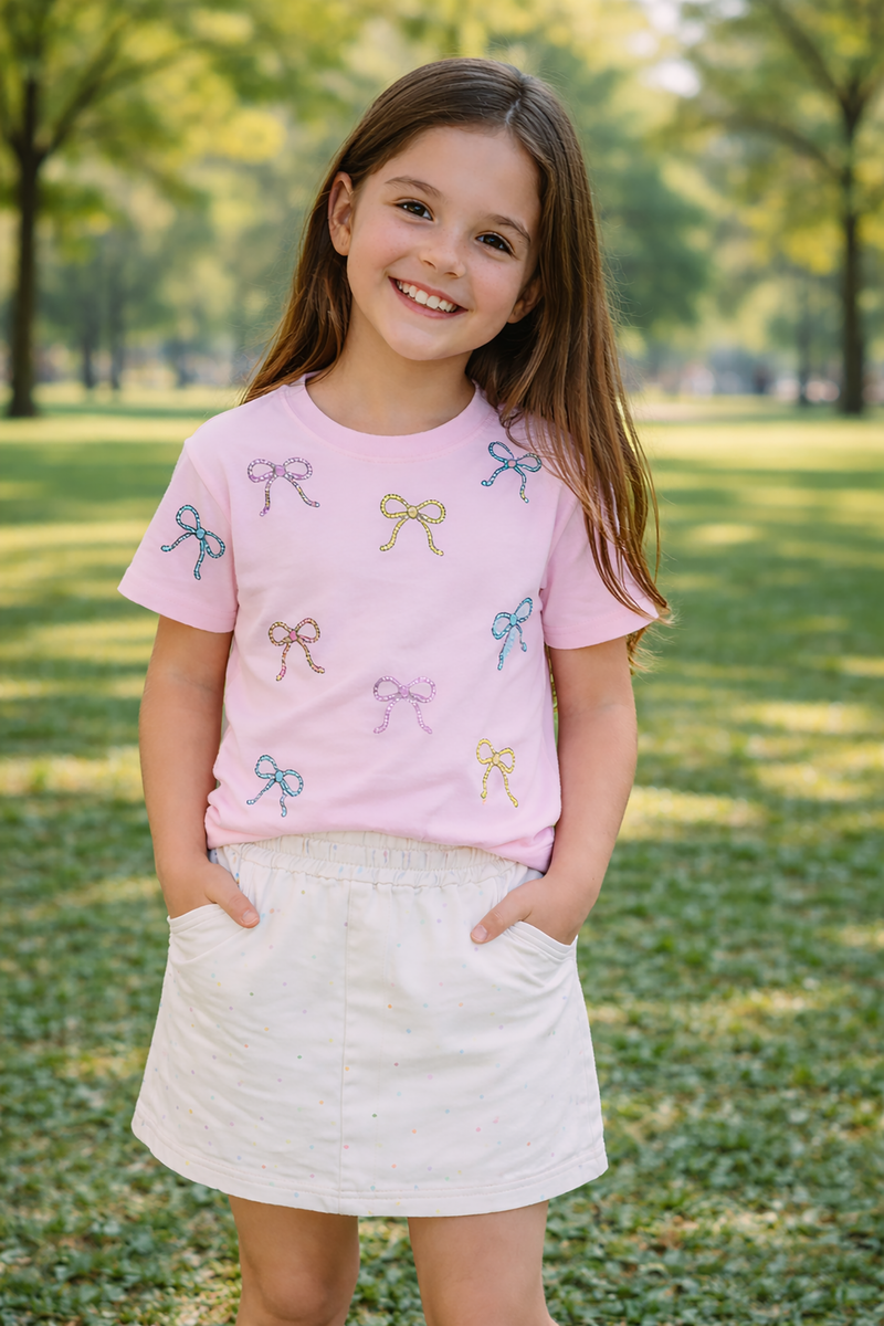 Tweenstyle by Stoopher Sequin Bows Short Sleeve Tee