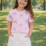 Tweenstyle by Stoopher Sequin Bows Short Sleeve Tee