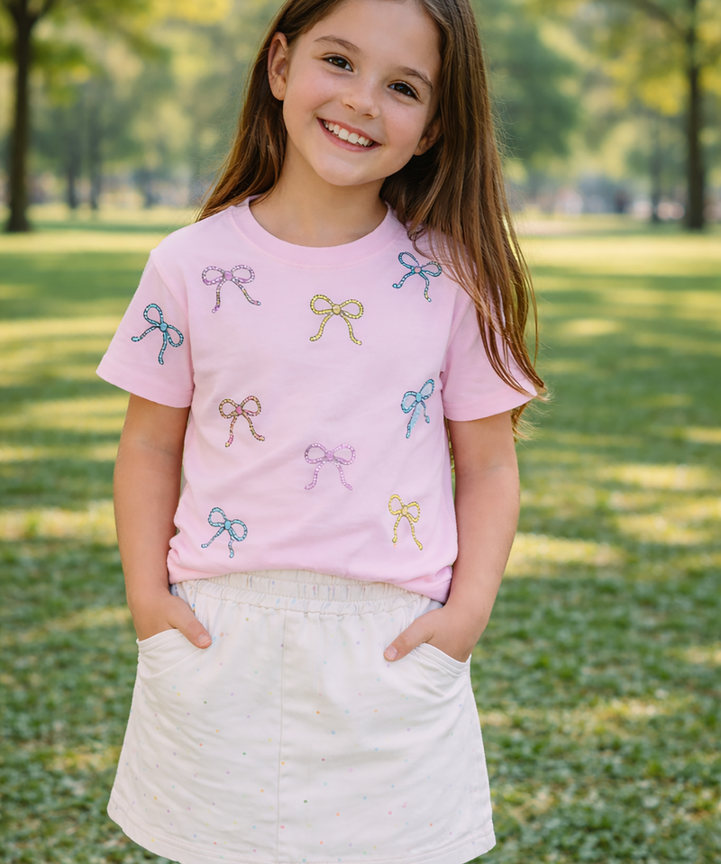 Tweenstyle by Stoopher Sequin Bows Short Sleeve Tee