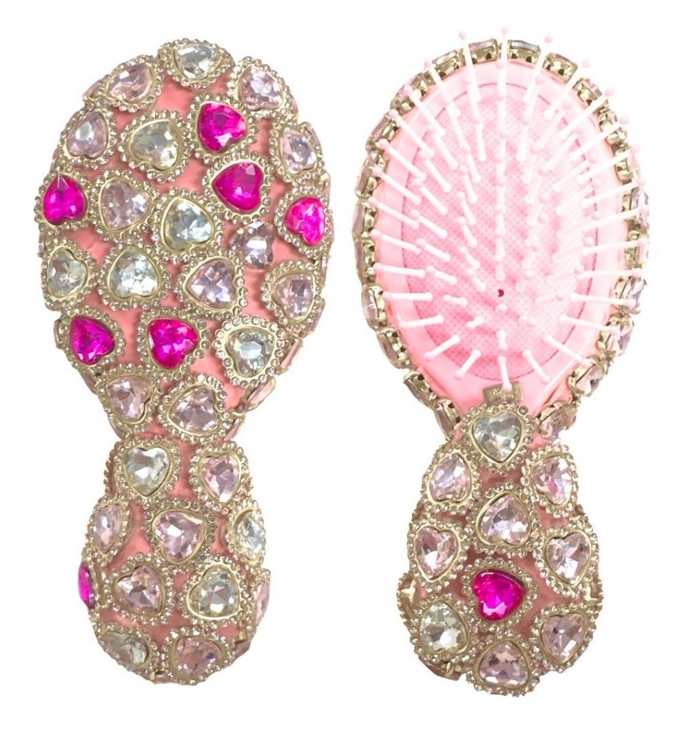 Bari Lynn Heart Jeweled Hair Brush