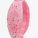 Tie Dye Jeweled Knot Headband - Neon Pink