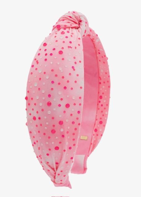 Tie Dye Jeweled Knot Headband - Neon Pink