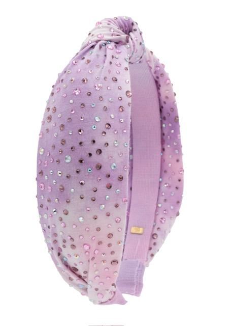 Tie Dye Jeweled Knot Headband - Lavender
