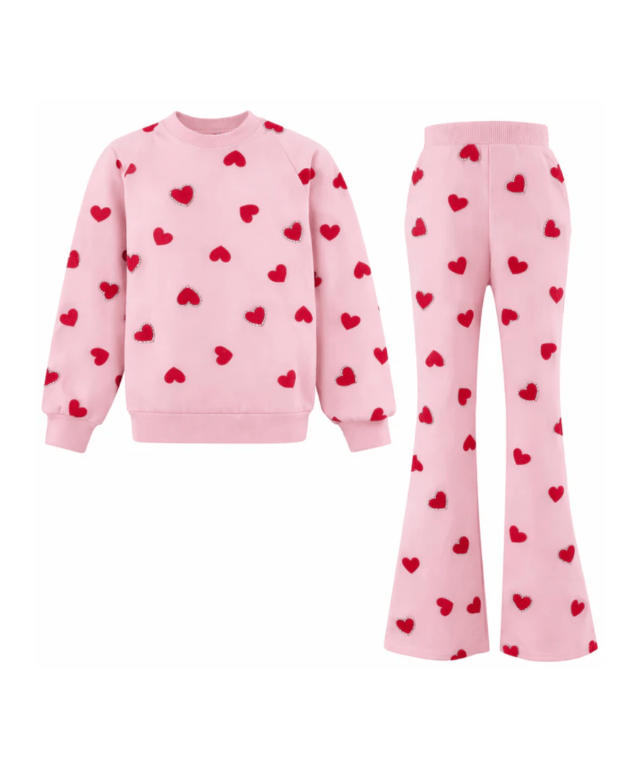Lola and the Boys Pink Sparkle Sweetheart Lounge Set
