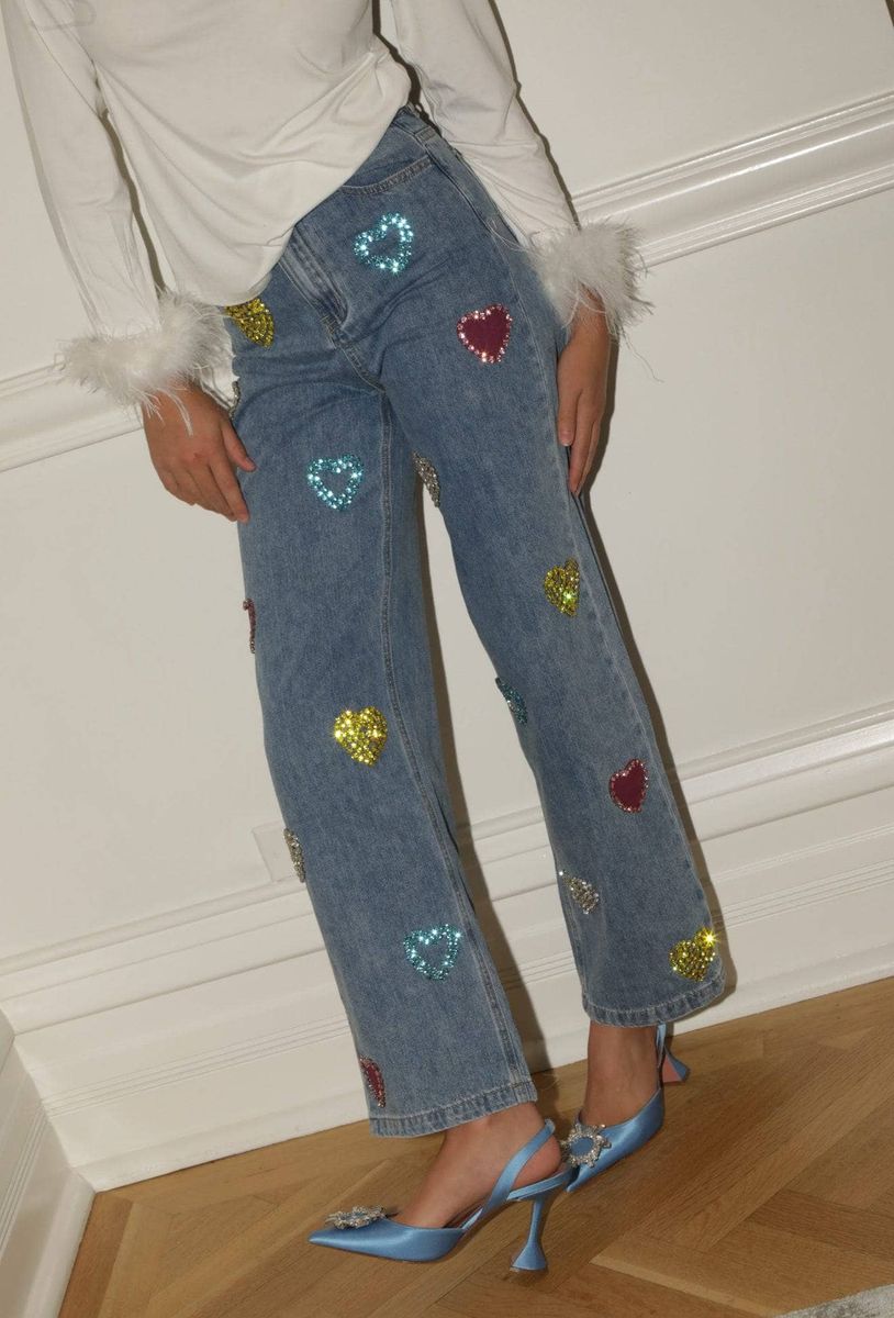 Lola and the Boys Gems Rainbow Heart Jeans