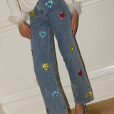 Lola and the Boys Gems Rainbow Heart Jeans