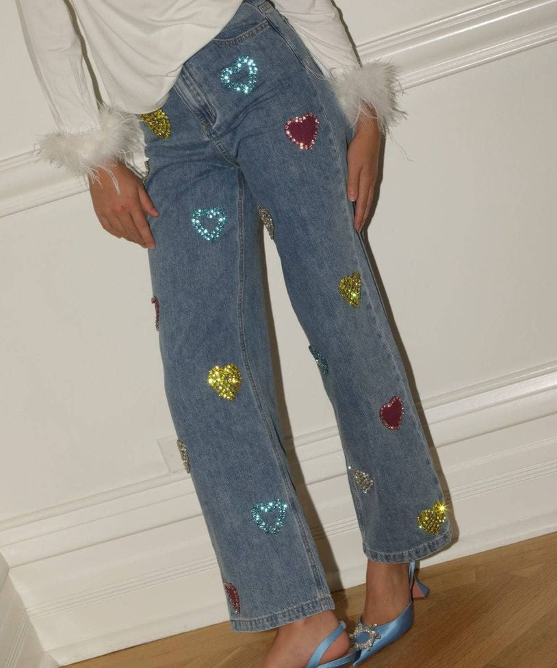 Lola and the Boys Gems Rainbow Heart Jeans