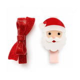 Lilies & Roses Red Glitter Bow and Santa Hair Clips