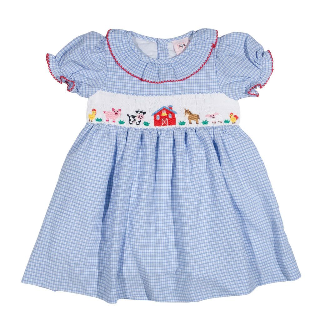 E-I-E-I-O Kate Dress with smocked farm animals made by Teeta 