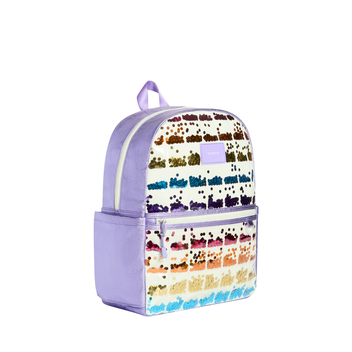 State Kane Double Pocket Backpack- Lilac Quilted Sequins
