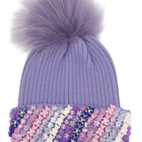 Bari Lynn Lavender Charm Cuff Hat With Pom