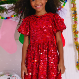 Lola and the Boys Red Sweet Shimmer Party Dress